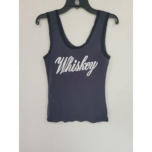 Bandit Brand Whiskey Tank Top Lace Trim Graphic Western Rocker Medium USA #3